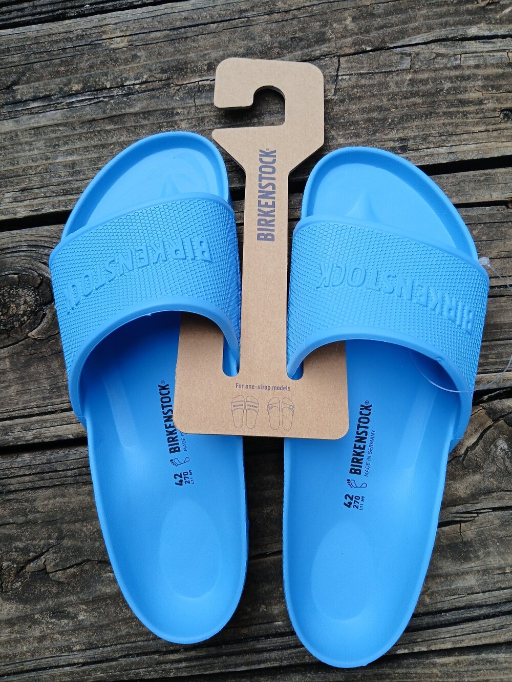 Women's Birkenstock Bright Blue EVA One-Strap Slides